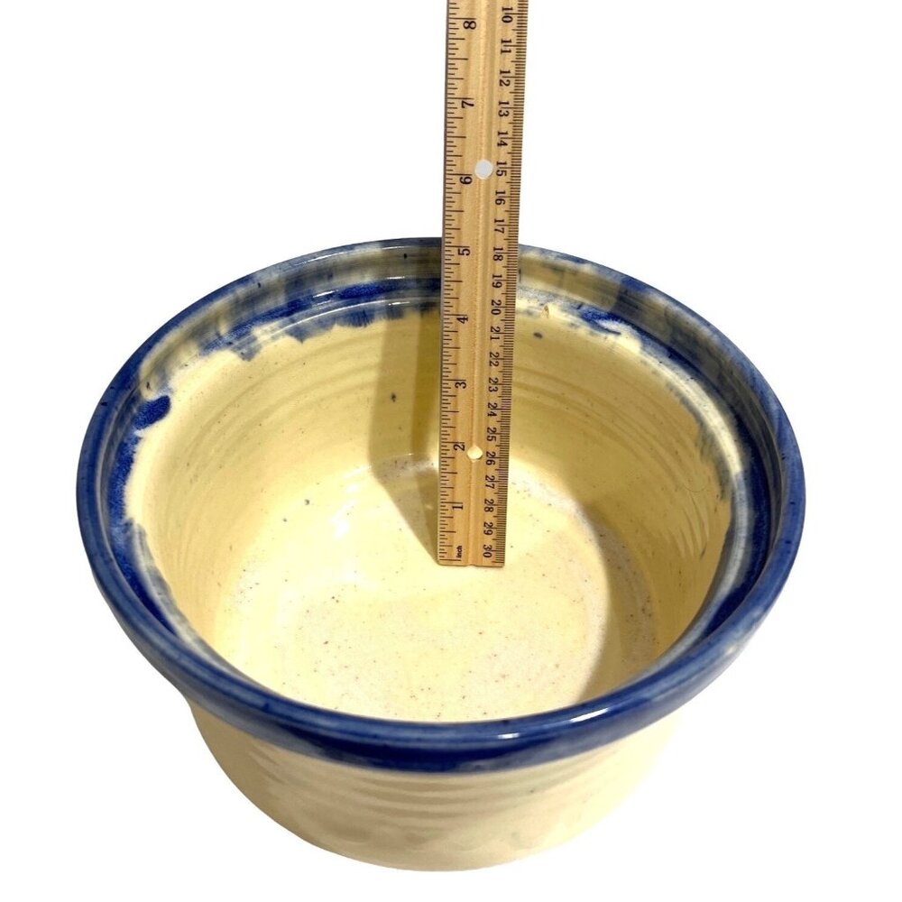 Handmade Ceramic Blue & Cream Stoneware Casserole Dish With Lid 8" Diameter - Picture 8 of 10